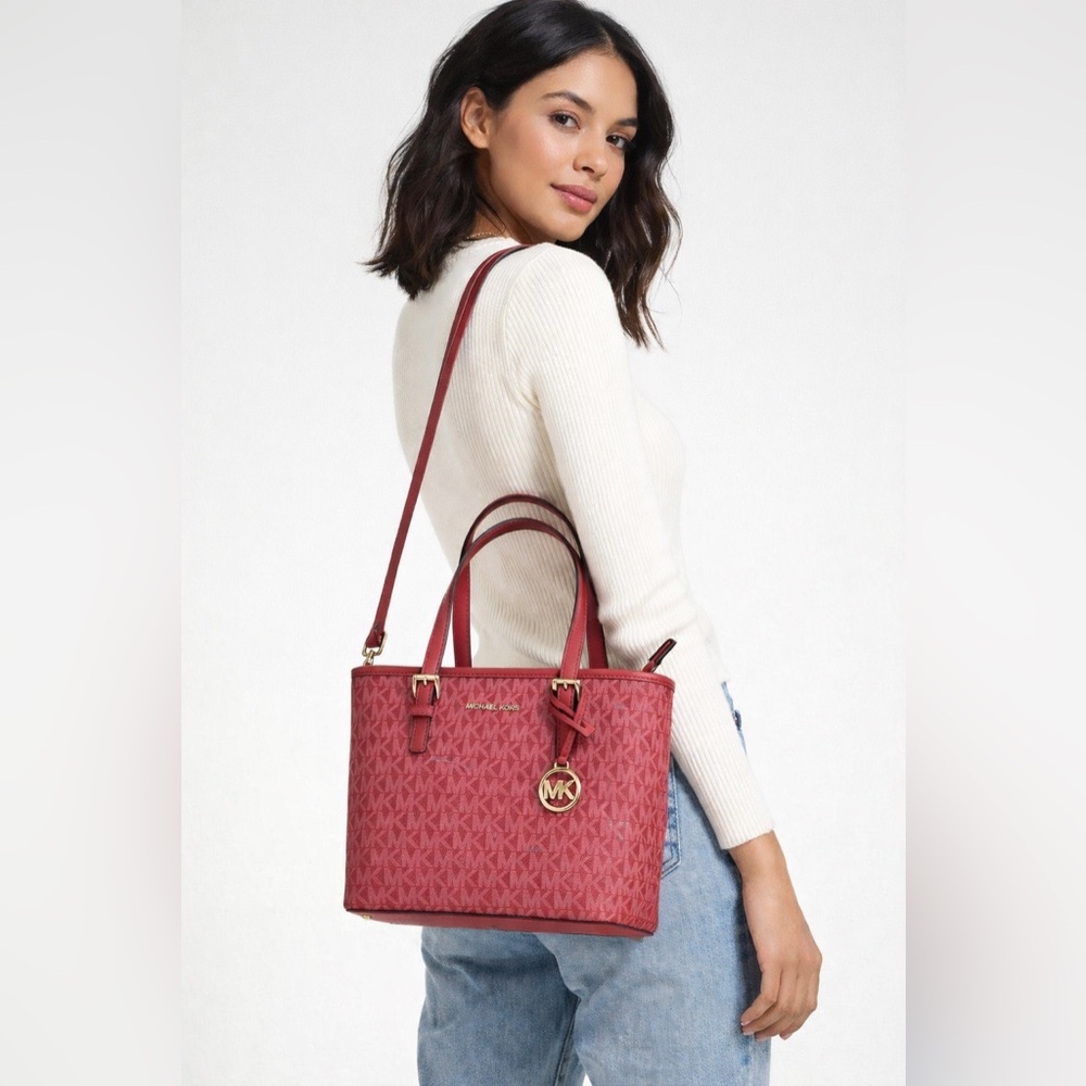 Michael Kors Satchel Bag Jet Set Travel Extra-Small Logo Top-Zip Tote